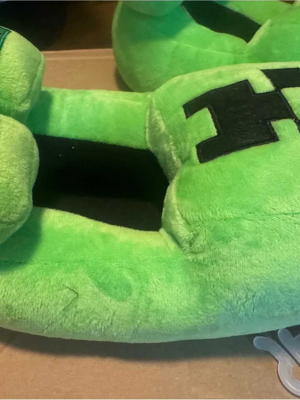 Green Creeper Plush Kids Slippers